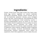 Ingredient listing of Boreal chicken lamb beef cat food