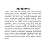 Ingredients list of Boreal Grain Free Turkey & Trout Cat Food