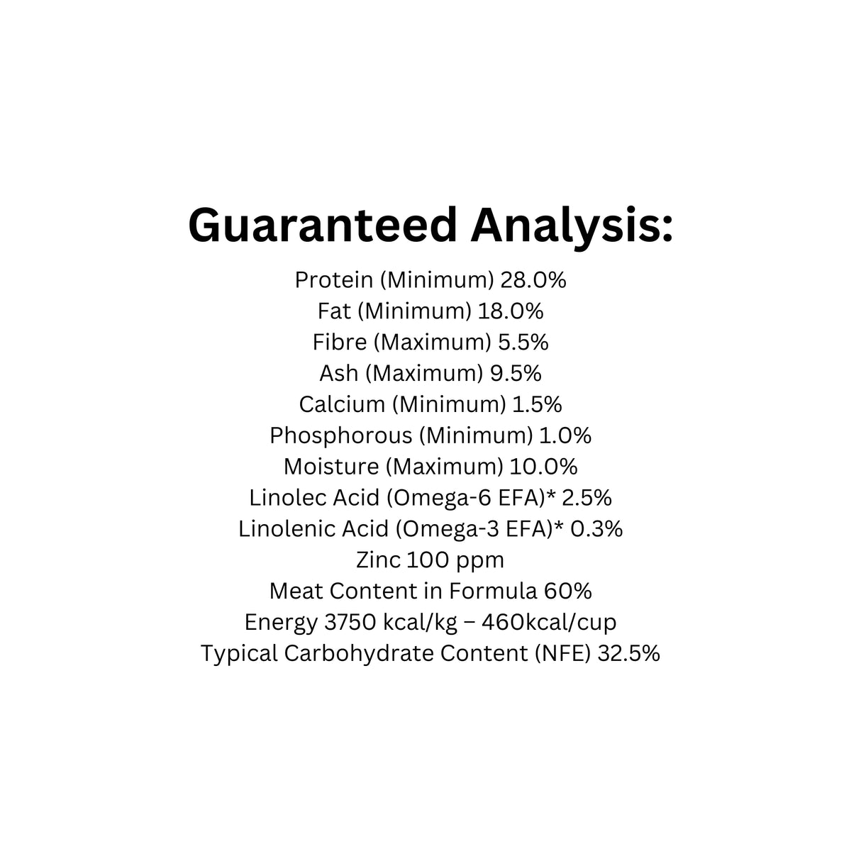 Guaranteed Analysis of Boreal Original Grain Free Lamb Dog Food