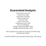 Guaranteed analysis panel of Boreal Proper All Breed Ocean Fish Dog Food