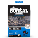 Front view of Boreal Proper All Breed Ocean Fish Dog Food on a white background