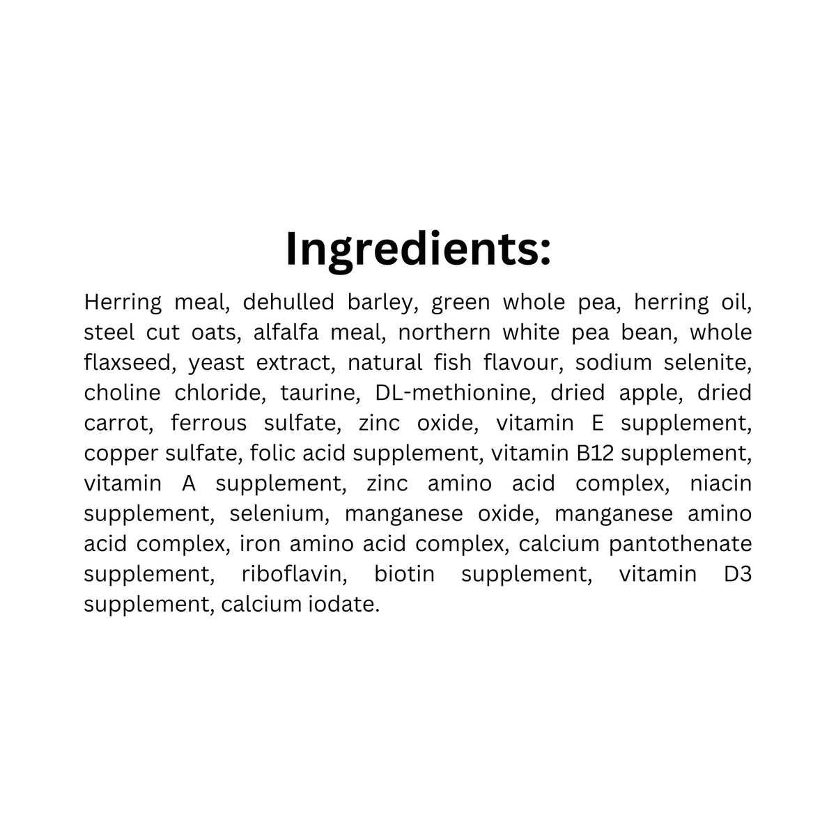 Ingredient list of Boreal Proper All Breed Ocean Fish Dog Food