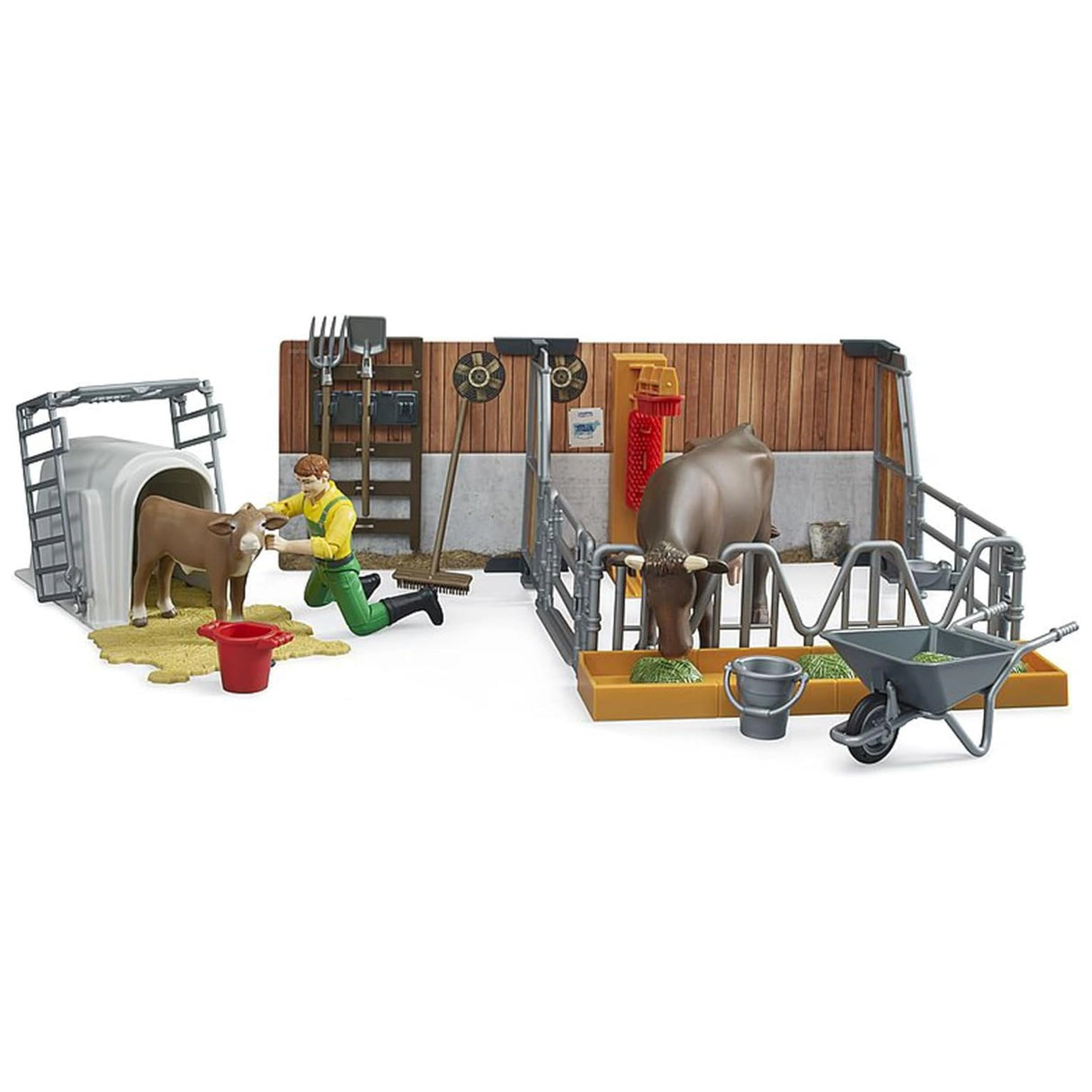 Close-up view: Close-up view of Bruder Bworld Cow & Calf Barn Farm Toy