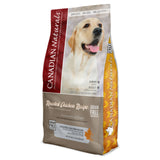 A front view of Canadian Naturals Roasted Chicken Dog Food on a white background