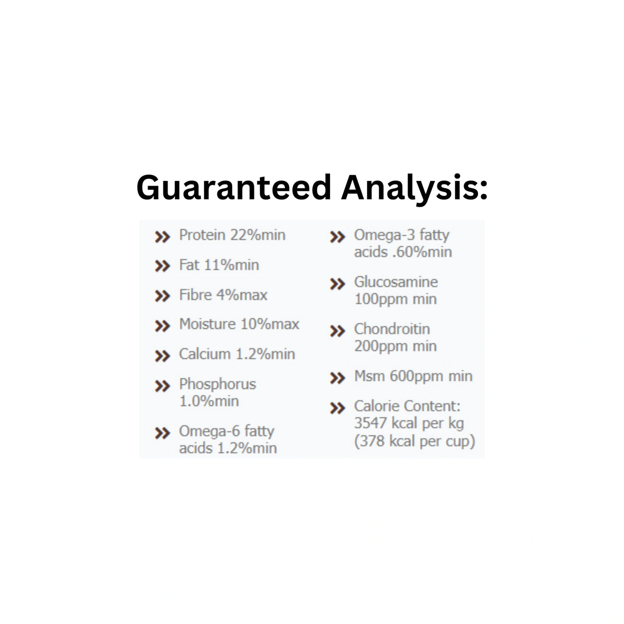 Guaranteed Analysis of Canadian Naturals Turkey and Salmon Senior Dog Food