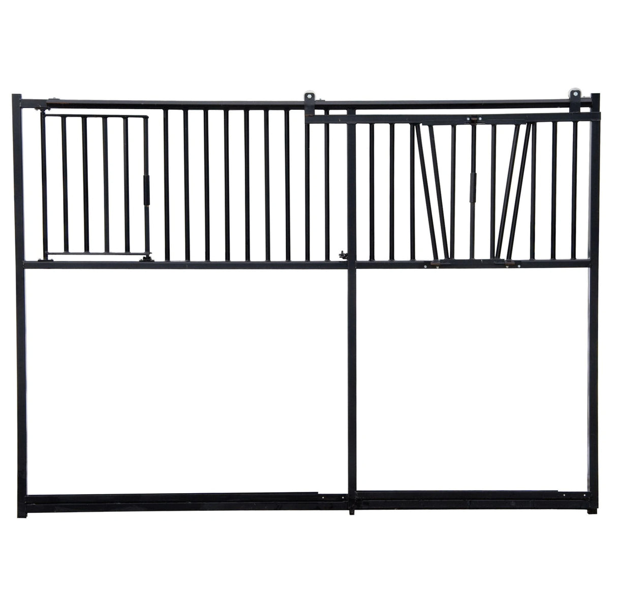 A front view of Champion Stall Front Feed Door 12 Foot Horse Stalls on a white background