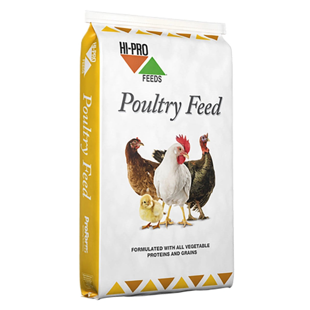 A front view of Hi-Pro Feed Chicken Feeds 22% Turkey, Duck, and Goose Grower Crumbles 20kg on a white background