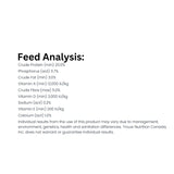 A guaranteed analysis breakdown of the protein, fat, and fiber content in Natural Harvest Poultry Starter/Grower Crumbles
