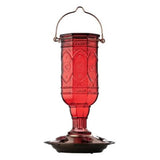 Front view of Classic Brands Hummingbird Feeder red jewel glass on white background