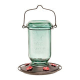 Front view of Classic Brands Mason Jar Glass Hummingbird Feeder on white background
