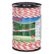 Front view of Corral Rope Fence 6mm x 200m White/Red with TriCOND conductor on a white background