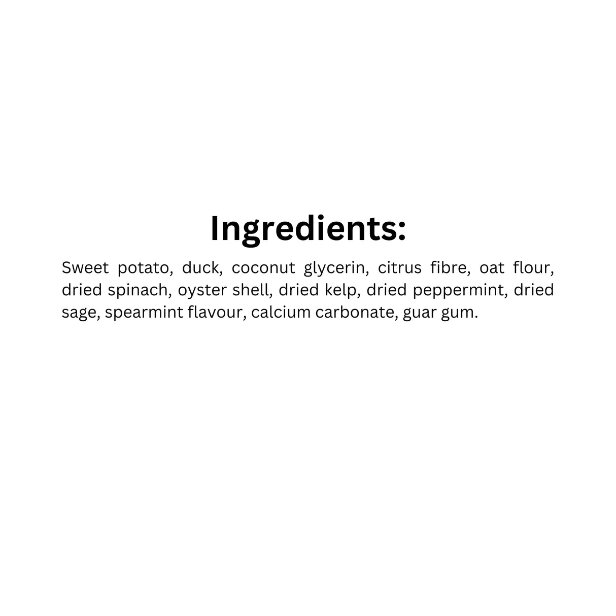 List of ingredients for Crumps' Naturals Fresh Bites Spearmint Dog Treats