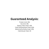 Guaranteed analysis label of Darford soft baked massively meaty beef dog treats