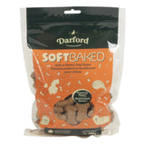 Front view of Darford soft baked massively meaty beef dog treats on a white background