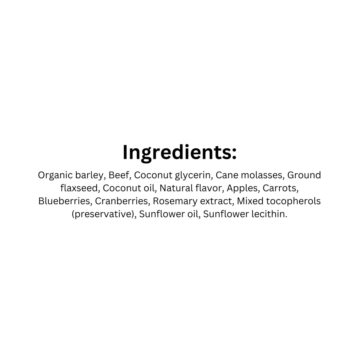 Ingredient list of Darford soft baked massively meaty beef dog treats