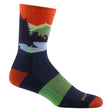 Close-up view of Darn Tough Men's Close Encounters Micro Crew Midweight Hiking Socks in Eclipse on a white background