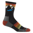 Close-up view of Darn Tough Men's Sunset Ridge Micro Crew Lightweight Hiking Socks in Charcoal on a white background