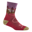 Close-up of Darn Tough Women's Northwoods Micro Crew Midweight  Hiking Socks in Cranberry on a white background