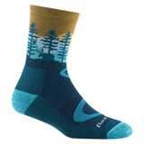 Close-up of Darn Tough Women's Northwoods Micro Crew Midweight Hiking Socks in Dark Teal on a white background