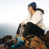 Darn Tough Women's Northwoods Micro Crew Midweight Hiking Socks in outdoor use on a hiking trail in Kamloops, British Columbia