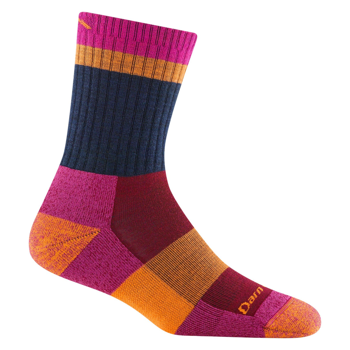 A close-up view of Darn Tough Women's Heady Betty Micro Crew Lightweight Hiking Socks in Clover on a white background