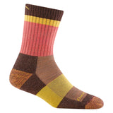 A close-up view of Darn Tough Women's Heady Betty Micro Crew Lightweight Hiking Socks in Earth on a white background