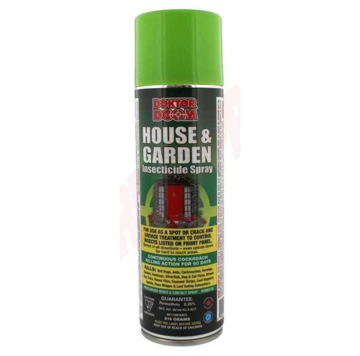 A front view of Doktor Doom House and Garden Spray 515g Insecticide on a white background