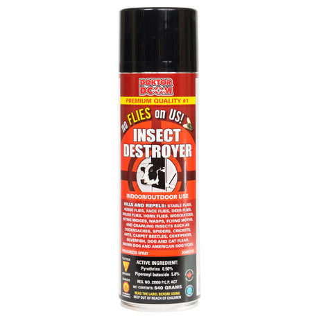 Front view of Doktor Doom Insect Destroyer insecticide on a white background