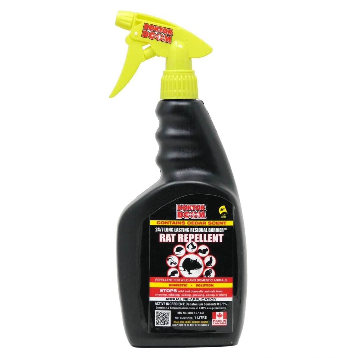 Front view of Doktor Doom Rodent Repellent 1 Litre Trigger Sprayer on a white background