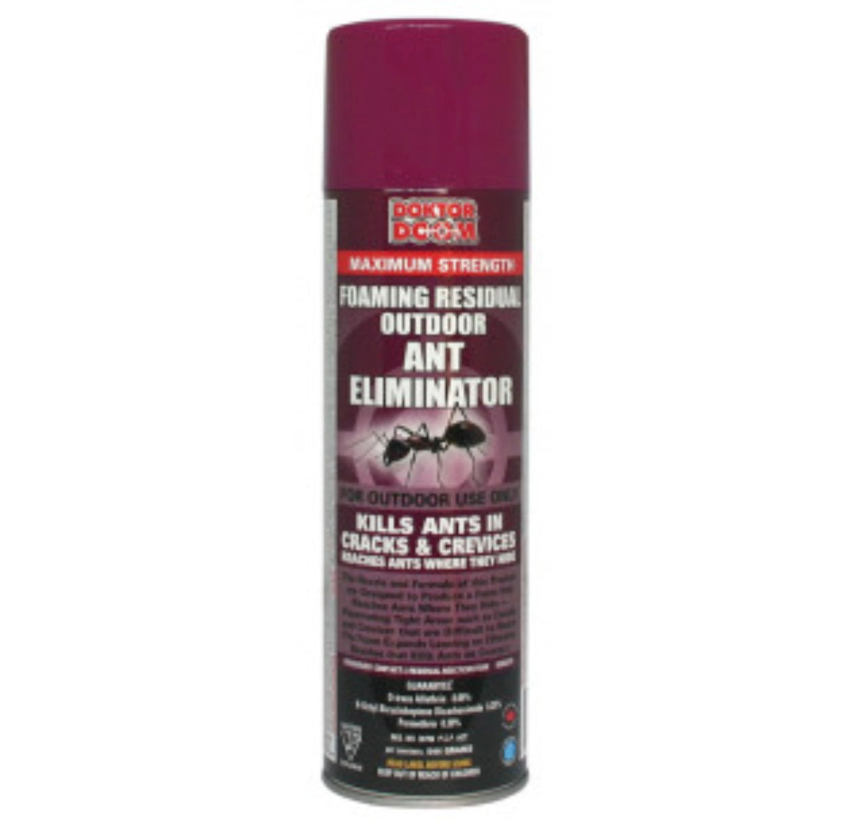Front view of Doktor Doom Maximum Strength Foaming Residual Outdoor Ant Eliminator 544g Insecticides on a white background