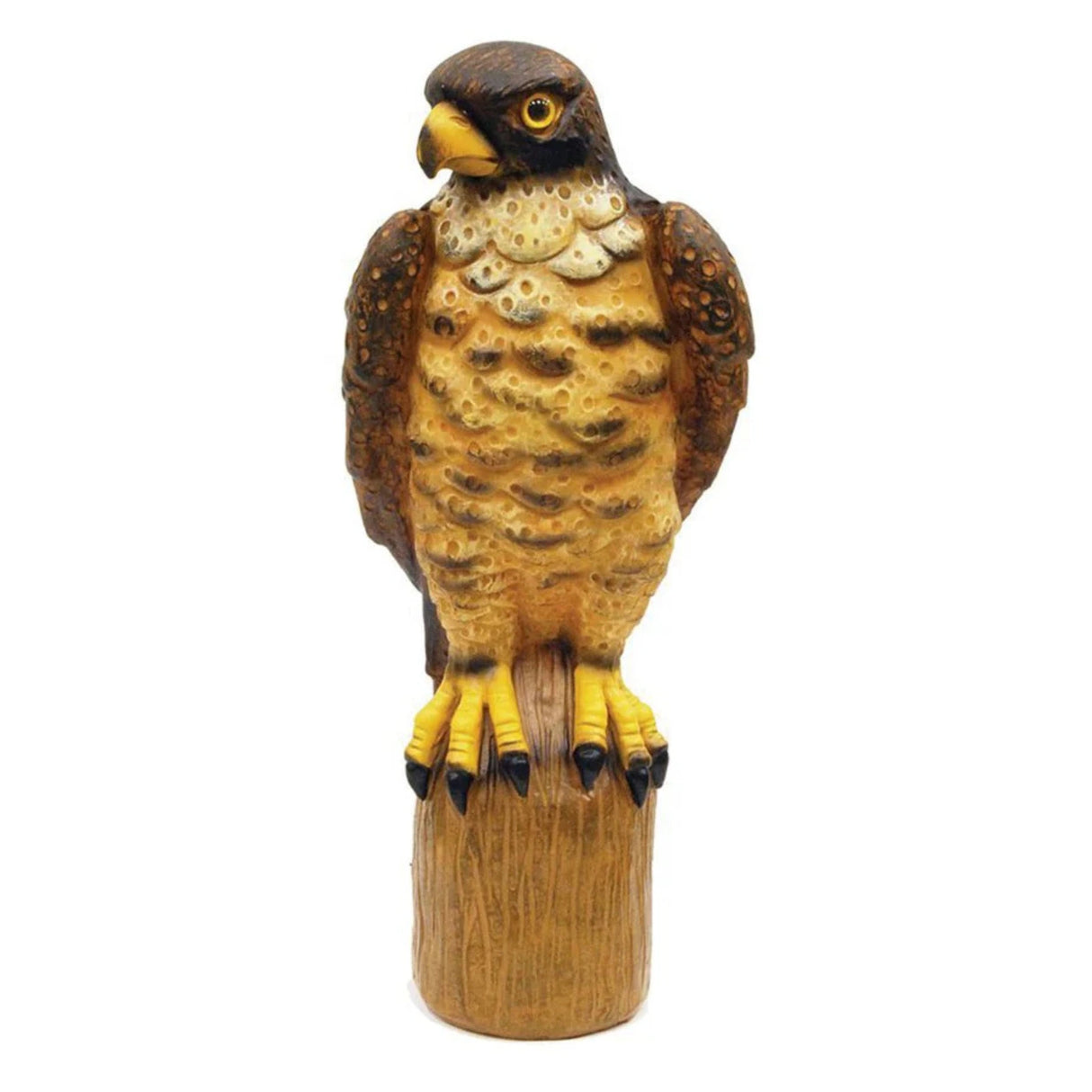 Front view of Easy Gardener Garden Defense Falcon garden decor on a white background