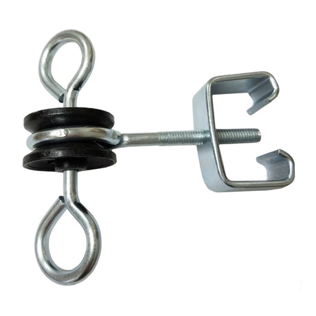 A side view part of Patriot Electric Fencing T-Post 2-Way Gate Anchor on a white background
