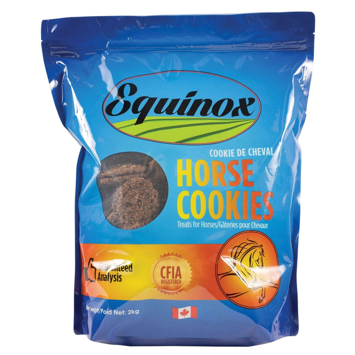 Front view of Equinox Horse Cookies package on a clean white background