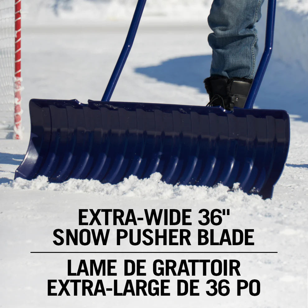 Garant 36-Inch Extra Large Ergonomic Snow Pusher with Steel Handle