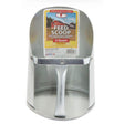 A front view of a 3 Quart Galvanized Feed Scoop on a white background