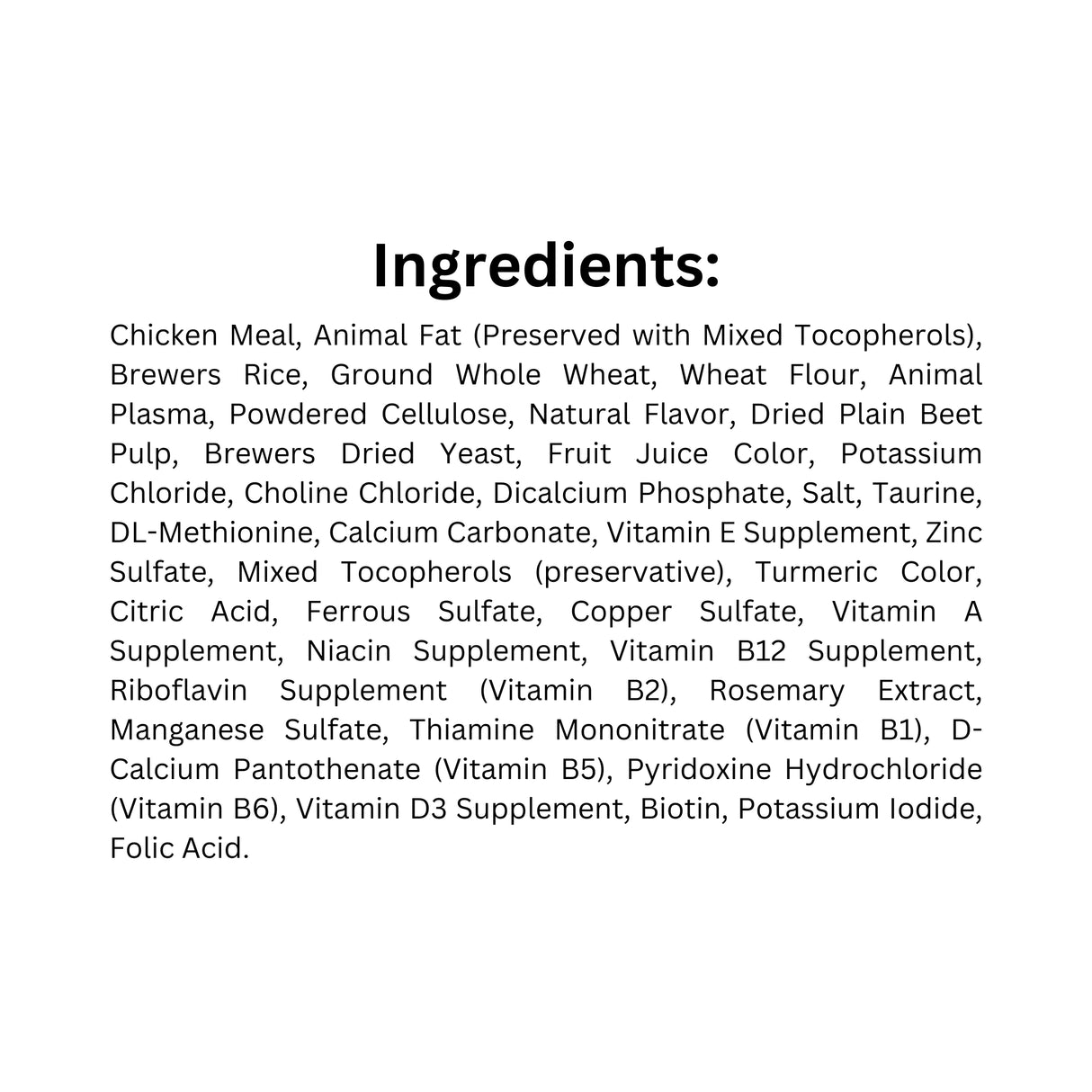 List of ingredients in Feline Greenies SmartBites Healthy Chicken Cat Treats