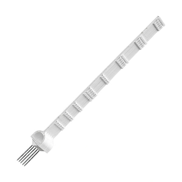 Close-up of a Purity Feed Step-In Stirrup Post against a white backdrop