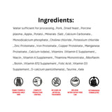 List of ingredients shown for First Mate Limited Ingredient Pork and Apple Formula Cat Food with icons