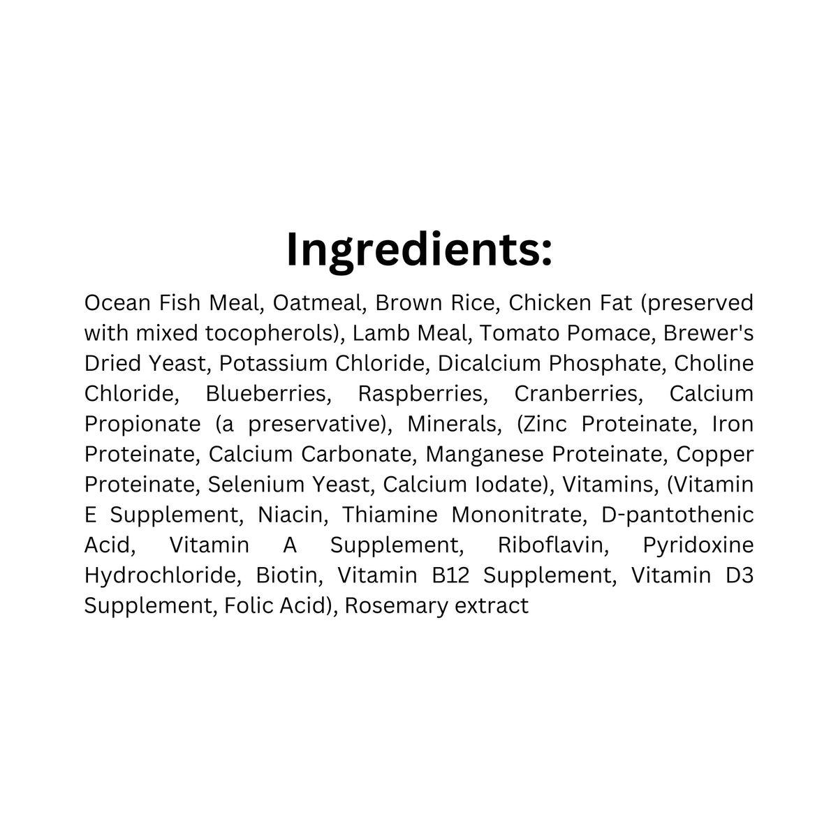 List of ingredients of FirstMate large breed adult and puppy