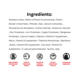 List of Ingredients of First Mate Limited Ingredient Grain Free Turkey Formula Cat Food with icons
