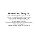 Guaranteed analysis of Foley’s premium baked Angus beef dog treats