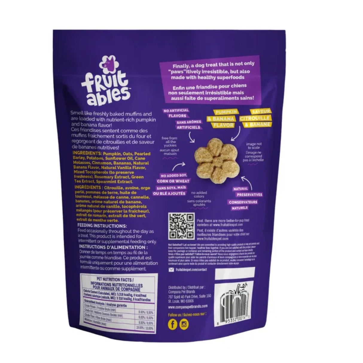 Fruitables Crunchy Pumpkin & Banana Dog Treats | 340g