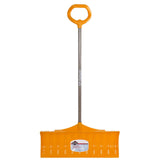 A front view of Garant snow pusher with a durable plastic blade on a white background