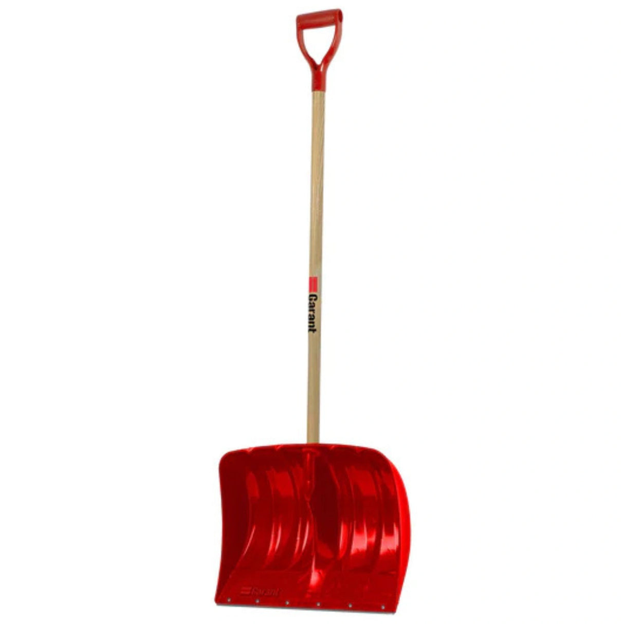 A close-up view of the Garant snow shovel on a white background