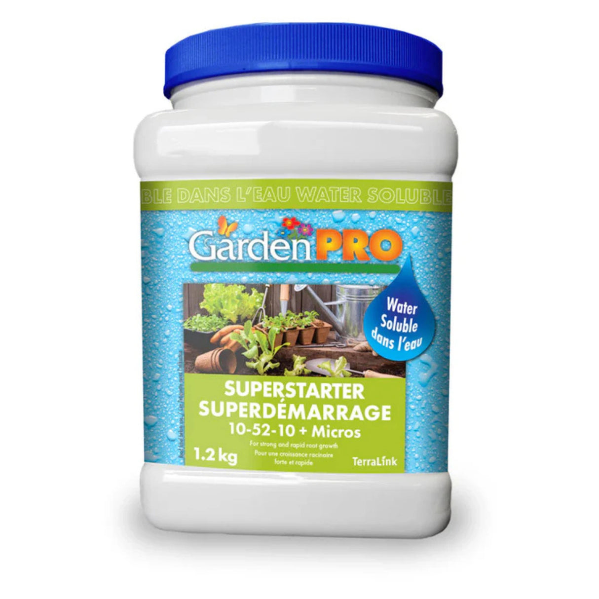 Front view of GardenPRO Superstarter Fertilizer on a white background