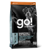 A front view of Go! Solutions Digestion + Gut Health Chicken Dry Dog Food with Grains on a white background