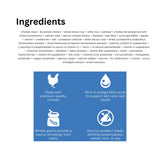  A visual list of ingredients in Go! Solutions Skin and Coat Care Chicken Recipe With Grains Dog Food, displayed with icons