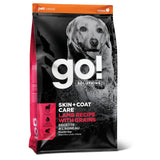 A front view of Go! Solutions Dog Food Skin and Coat Care Lamb Recipe with Grains on a white background