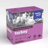 Front view of Healthy Paws Canine Complete Turkey Dog Food on a white background