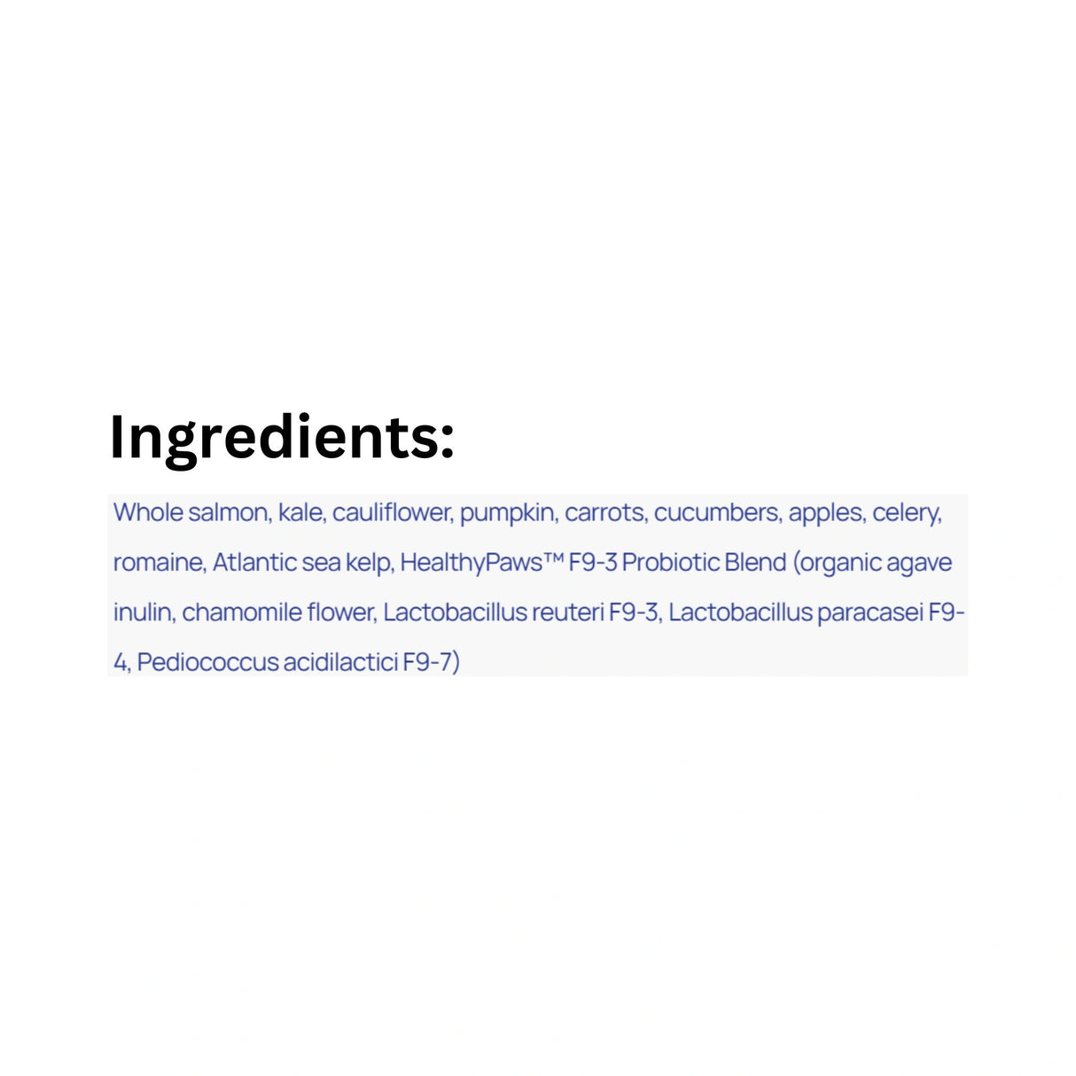 List of Ingredients of Healthy Paws Feline Complete Salmon Cat Food